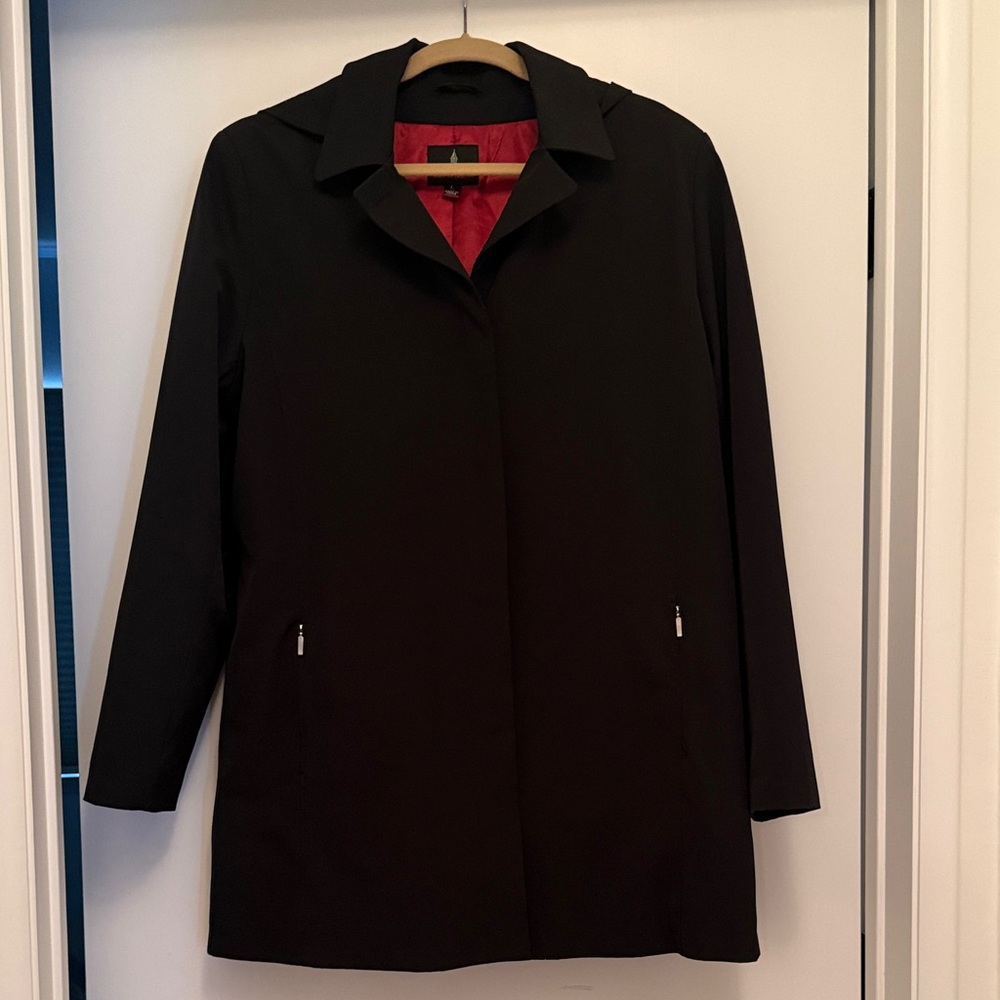 London Fog Black Rain Coat with Detachable Hood